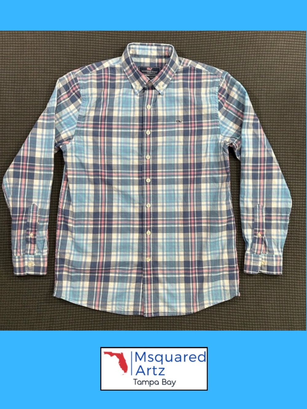Vineyard Vines Whale Shirt Youth Large 14 16 Plaid Button Down Long Sleeve
